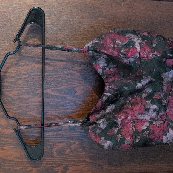 Lulu's Got the Glow Black Floral Jacquard Bustier Mini Dress Size Medium Wedding - Picture 8 of 11